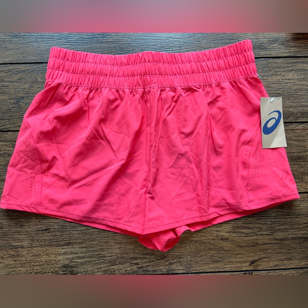 NWT Asics pink 2 in 1 Athletic Shorts size L